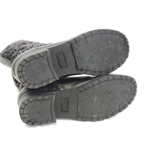 Women’s Michael Kors MARCELLA Black Lace Up Sequin Mid Calf Boots US 5 - Picture 12 of 13